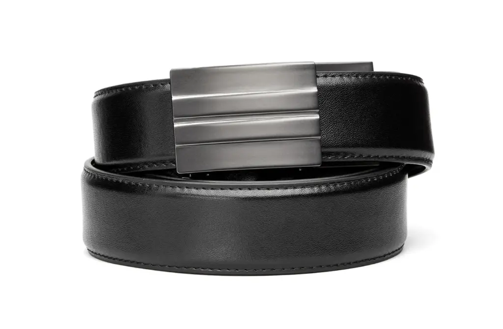 Black Leather Gun Belt 1.5 X2 Gunmetal KORE