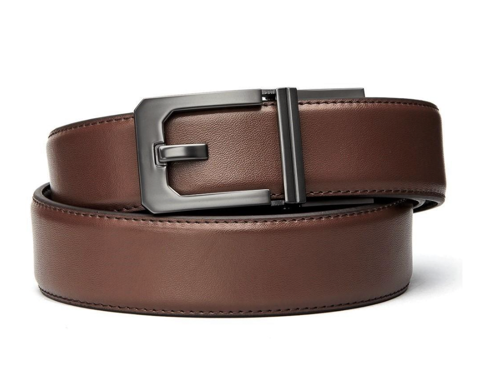 Brown Leather Gun Belt X3 Buckle (Nickel Free) 24-44"