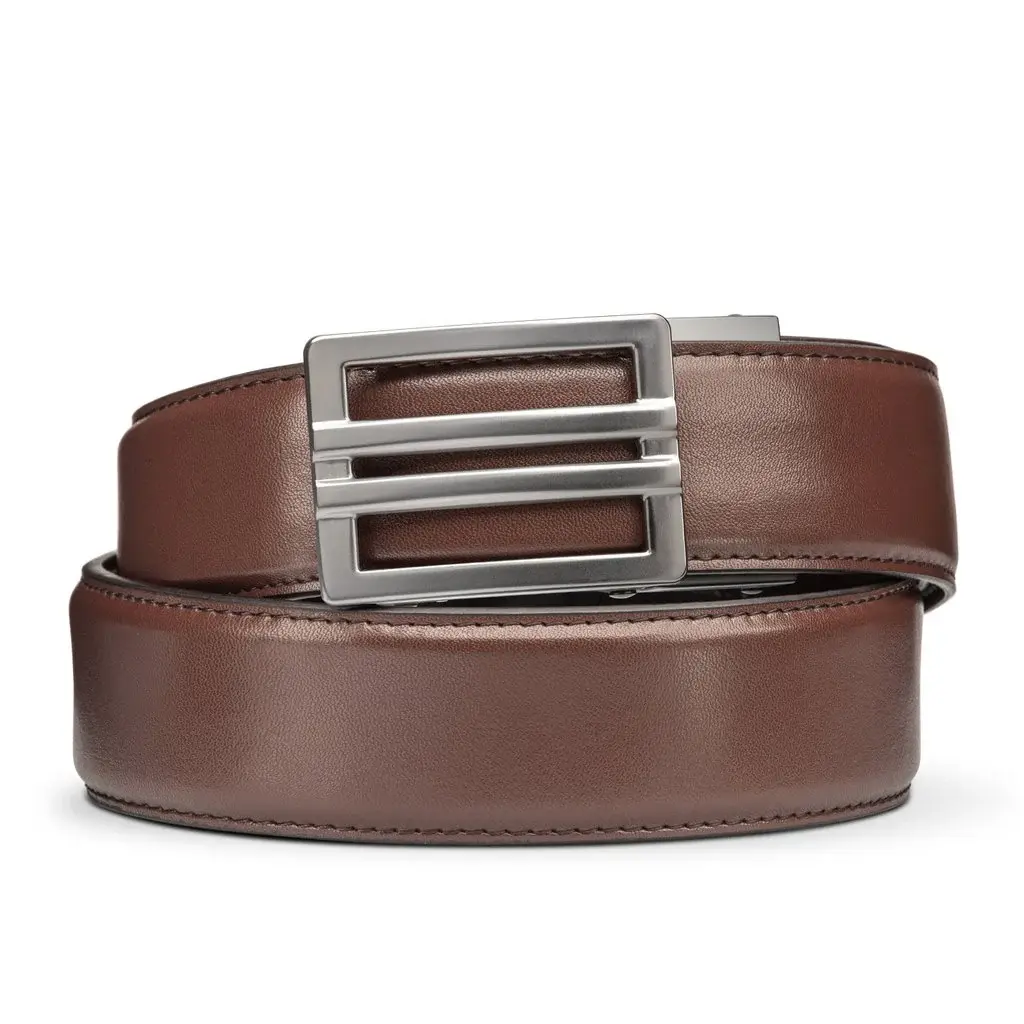 [X1-GUNBRN] Brown Leather Gun Belt X1 Buckle (Nickel Free)  24-44"