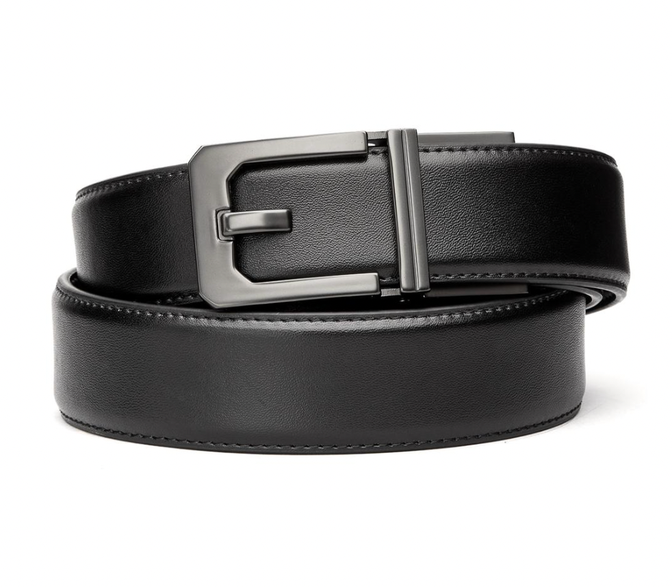 [X3-GUNBLK] Black Leather Gun Belt X3 Buckle (Nickel Free)  24-44"