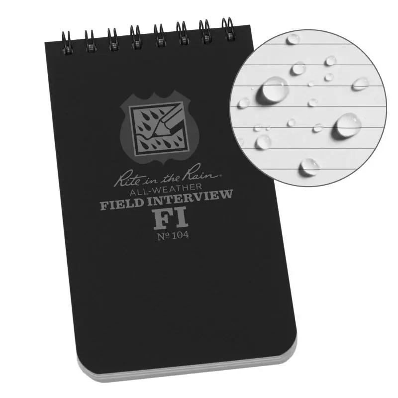Field Interview Notebook 7.6x12.7cm (Black) Rite In The Rain
