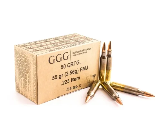 [1009152] .223REM, 55 grain (3,6 gram) FMJ bullet 50 pcs. - GGG 