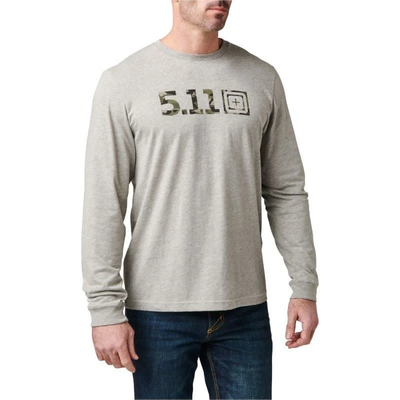 [76175-016-S-] Camo Logo Fill Long Sleeve Tee (Heather Grey) (S)