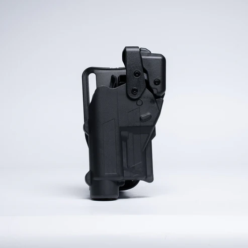 [R3-M-0057-BK-LH-LL-A0-B] Rapid Force Level III Duty Holster for Glock 17/19/45 MOS - Mid Ride Belt Slide - Large Light (Black) Alien Gear (Left Hand)