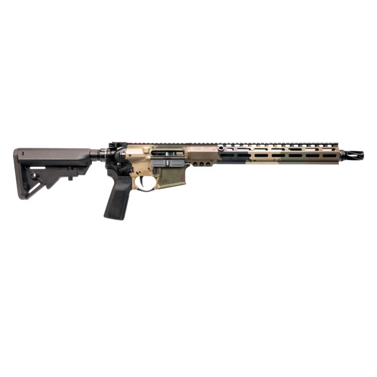 [LP-SLPR-556-14.5-HUX-RIFLE-CK] SOLGW South Laredo Precision Rifle (SLPR) - 14.5" MidGas .223 Wylde SPR - 13.75" L89 Rail - PCW HUX Flash Hider - L2S Trigger - Magpul Furniture- Hoodland Camo Cerakote