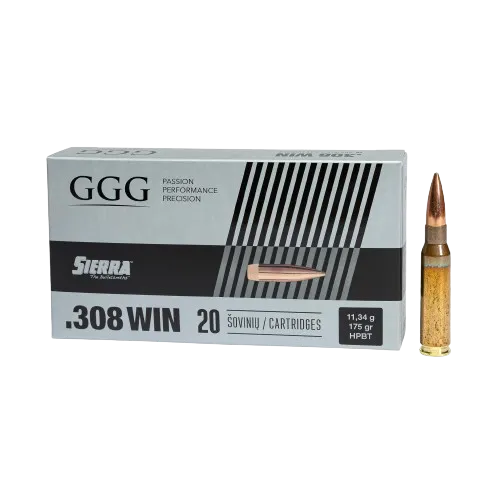 [1009116] .308 WIN, 175 grain (11,3 gram) HPBT Sierra MatchKing bullet 20 pcs - GGG