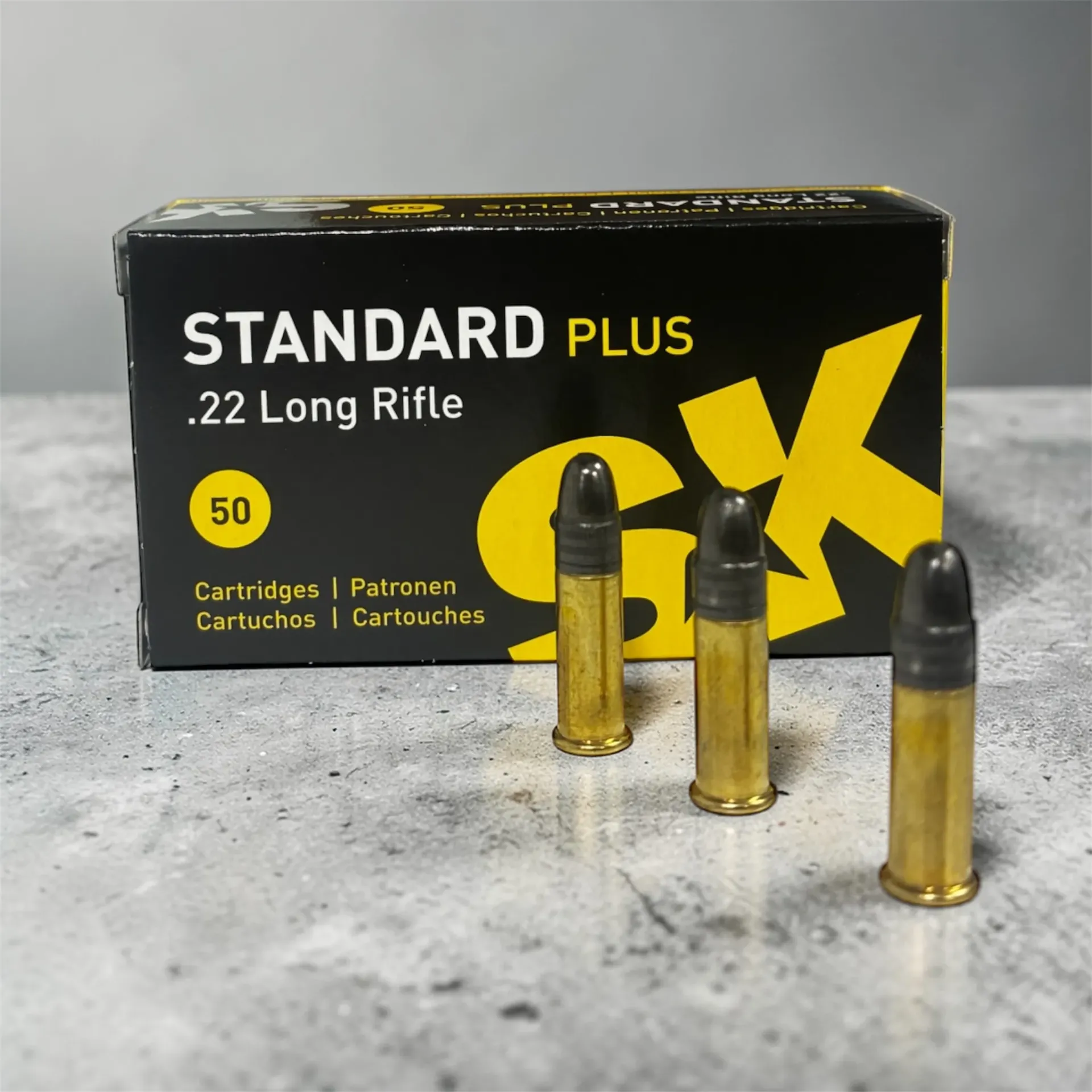 SK Standard Plus .22 Long Rifle 40 Grain Lead Round Nose Brass Cased Rimfire Ammo, 50 Rounds, 420101