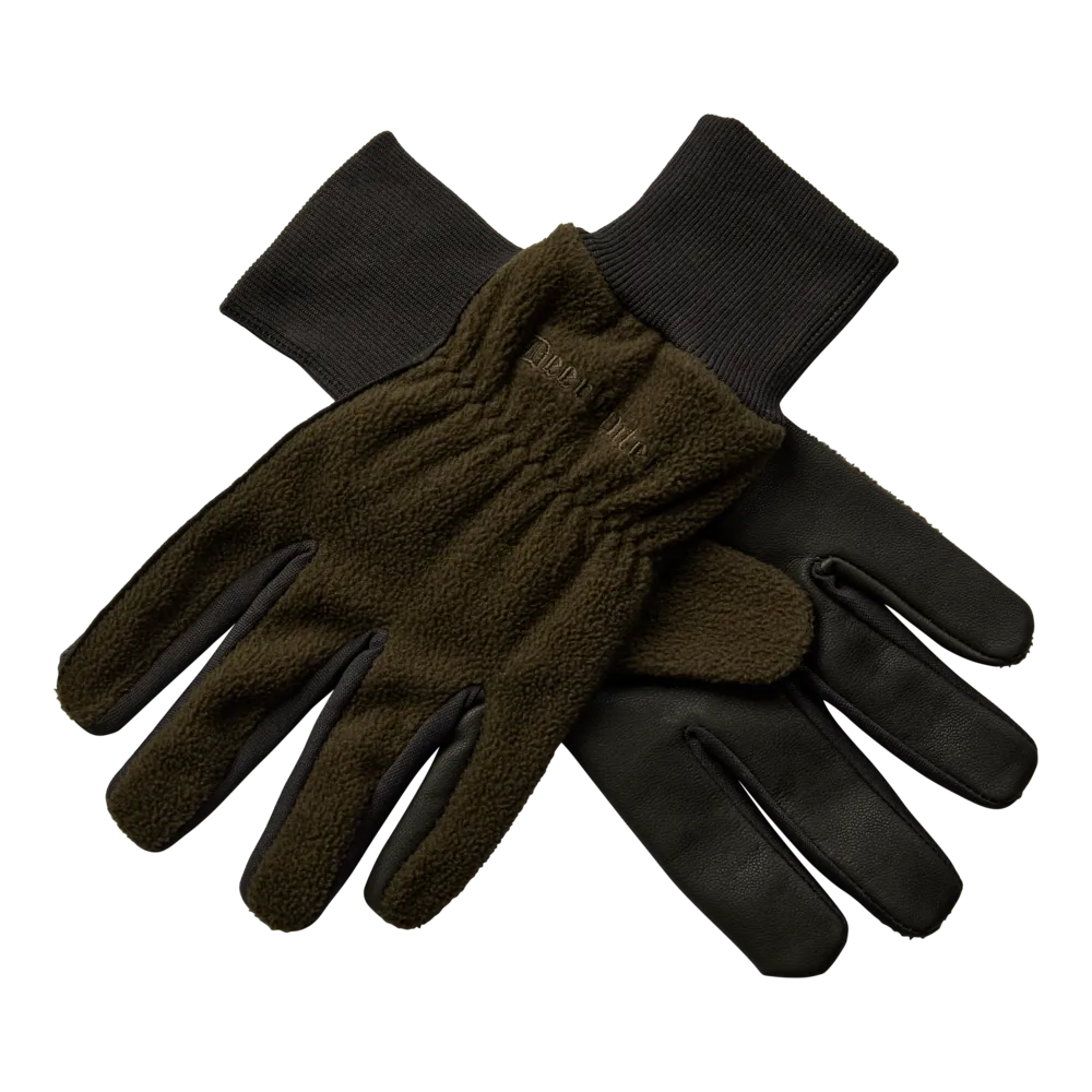 Fleece Gloves with Leather (Art Green) Deerhunter