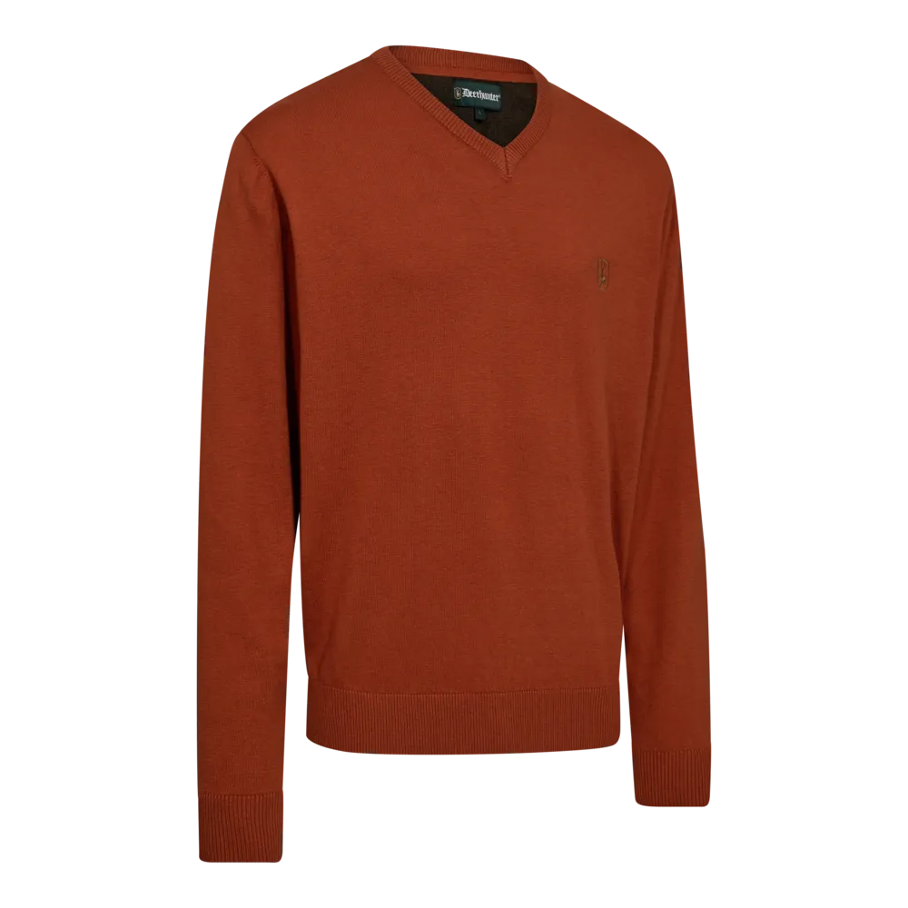 Harrington V-neck Knit (Oak Rust Melange) Deerhunter