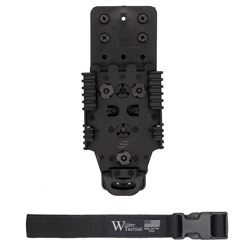 [MHPBKQLSBK1PUABMC-LH] Multi Holster Platform Kit V2 (Black Leg Strap) Wilder Tactical (QLS Receiver Plate, Plastic Buckle, Gaucher)