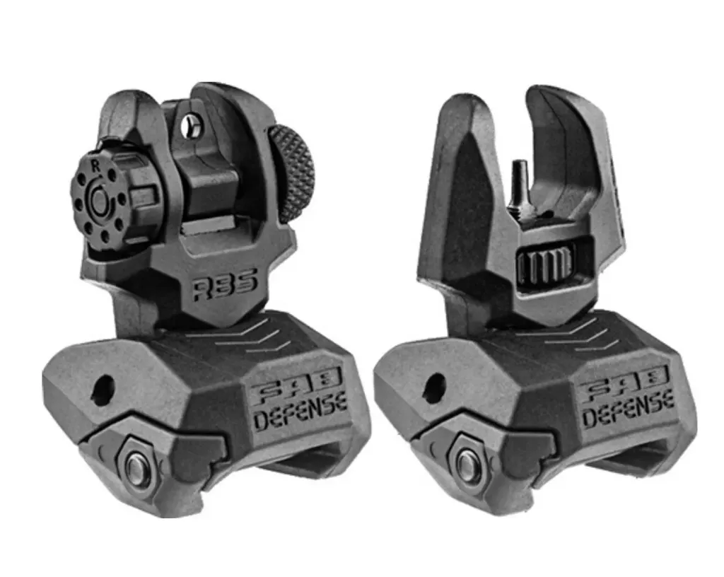 Front And Rear Set of Flip-up Sights (Black) - Fab Defense