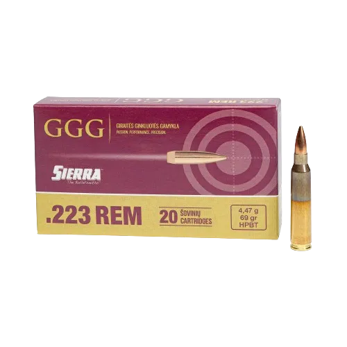[1009154] .223 REM, 69 grain (4,5 gram) HPBT Sierra MatchKing bullet 20 pcs. - GGG