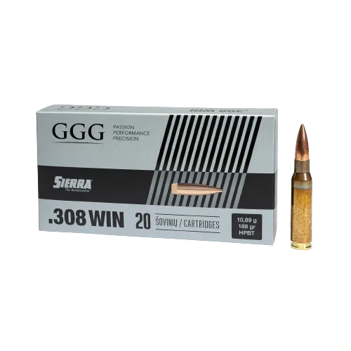 [1009114] .308 WIN, 168 grain (10,9 gram) HPBT Sierra MatchKing bullet 20 pcs - GGG