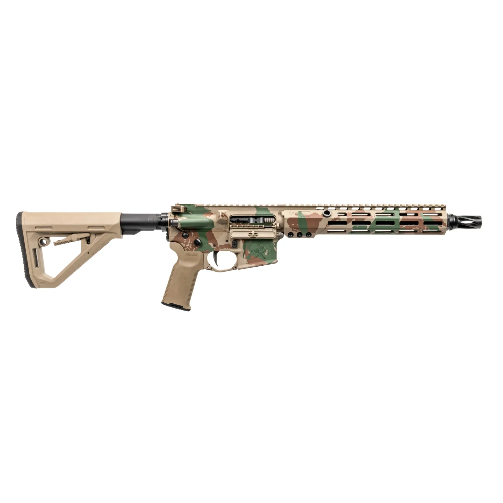 [LP-OB1-556-115-A2-SBR-CK] OB1 Craighead Signature Rifle - 11.5" SBR - PCW HUX mount - Ǫuick Selector - L2S Trigger - Magpul Furniture - Railscales - Black Beard Boarding Party, (Brushstroke Cerakote) Sons Of Liberty