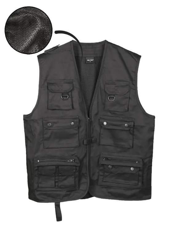 [10701102-S] Hunting and Fishing Vest w/Mesh Lining (Black) Mil-tec (Small)